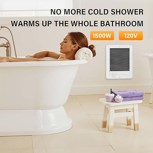 Miniatura 3 de CSC151TW Calentador de pared eléctrico (120 voltios, 1500 vatios, blanco) Calentador de pared Unidad completa con termostato