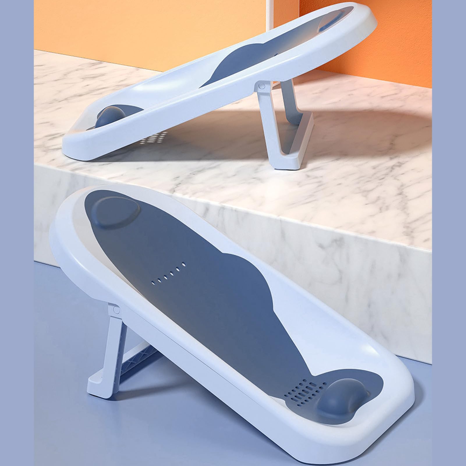 Supporto per Bagnetto in Polipropilene Lettino per Bagnetto Portavasca Design Pieghevole Seggiolino per Bagnetto (Azzurro)