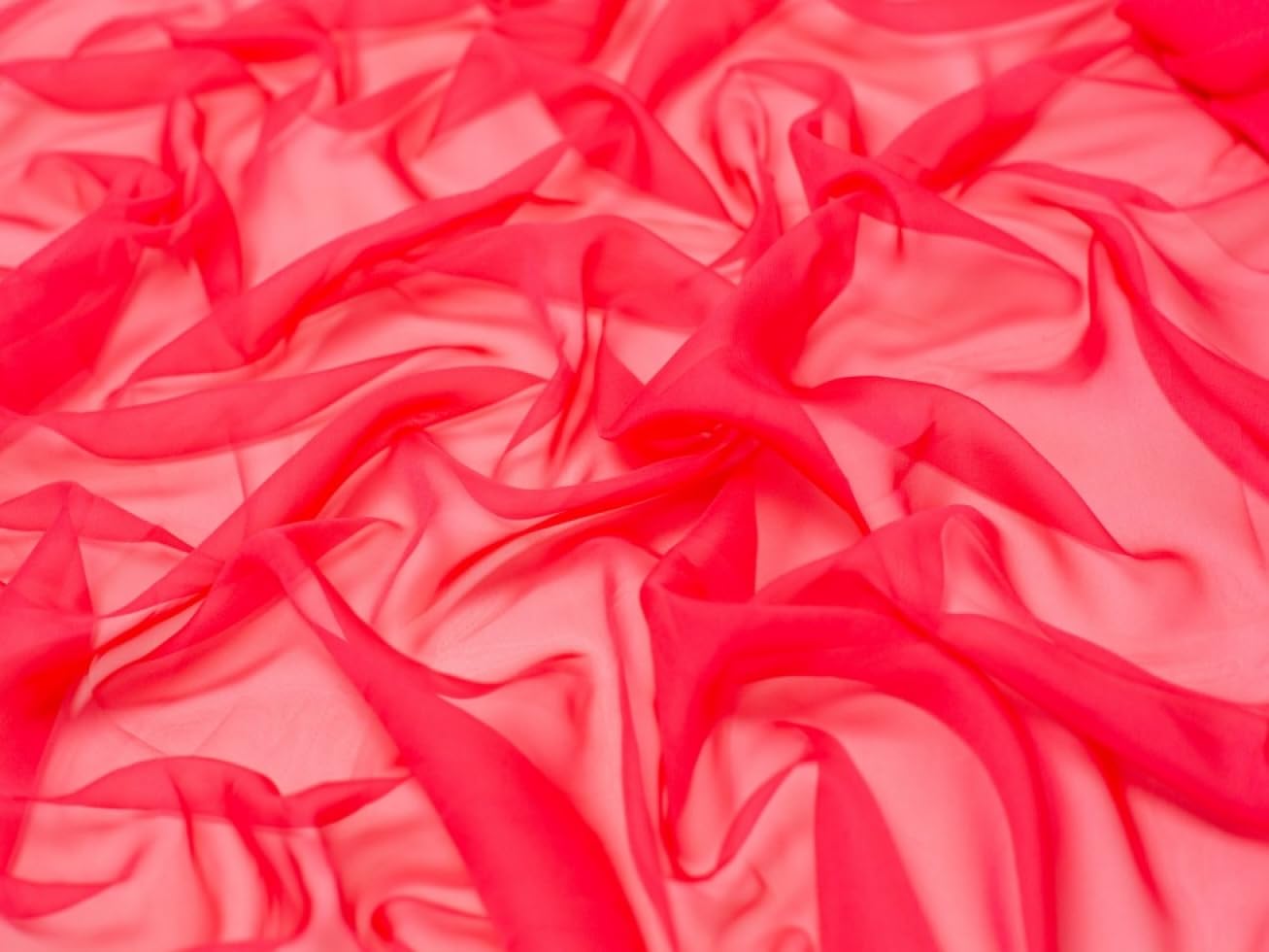 Minerva Core Range Cationic Sheer Chiffon Fabric Cherry Red - Lightweight & Suitable for Dressmaking - Approx Width: 145cm / 58" - Sold per metre