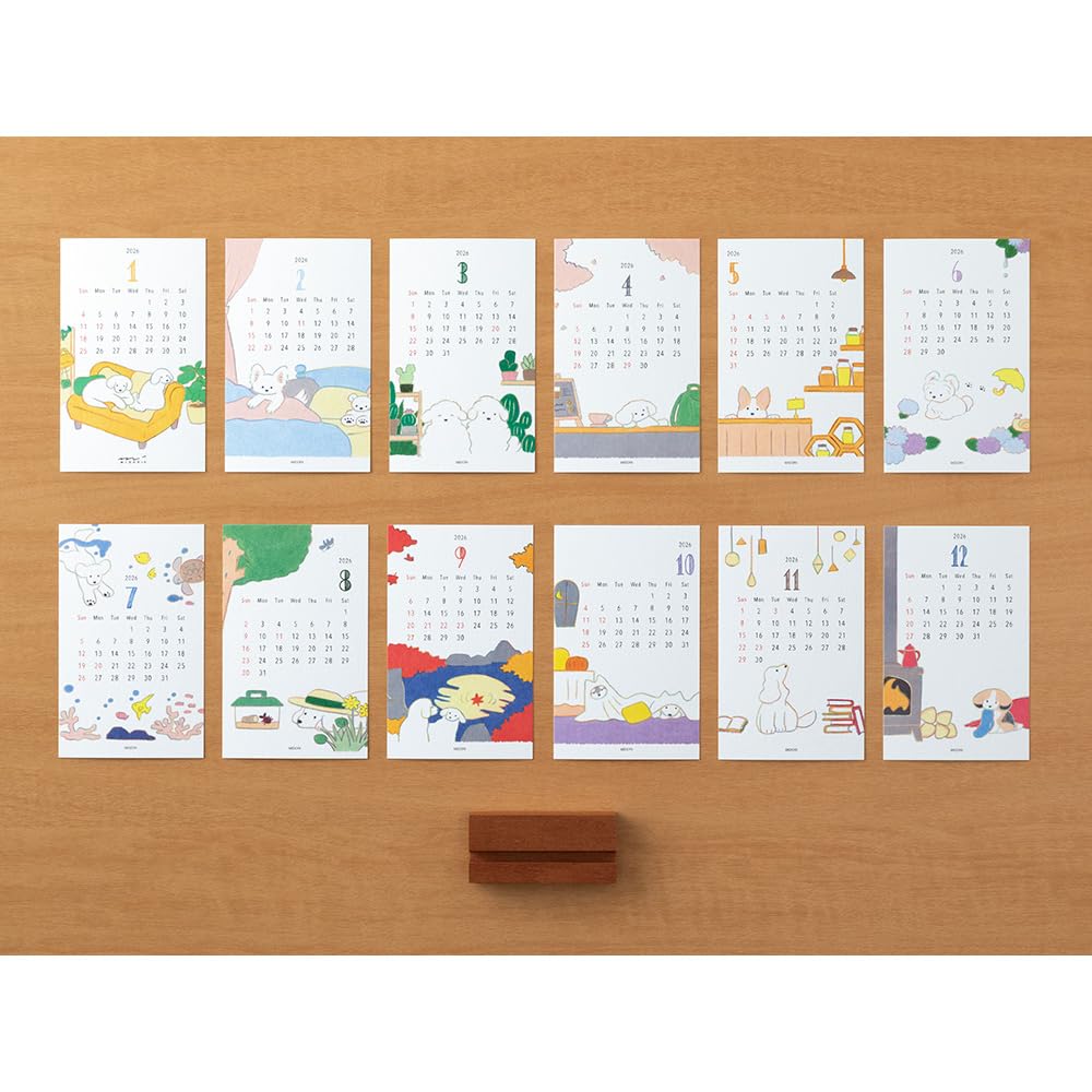 Amazon | ミドリ 2026年 カレンダー 卓上 スタンドカレンダー イヌ柄