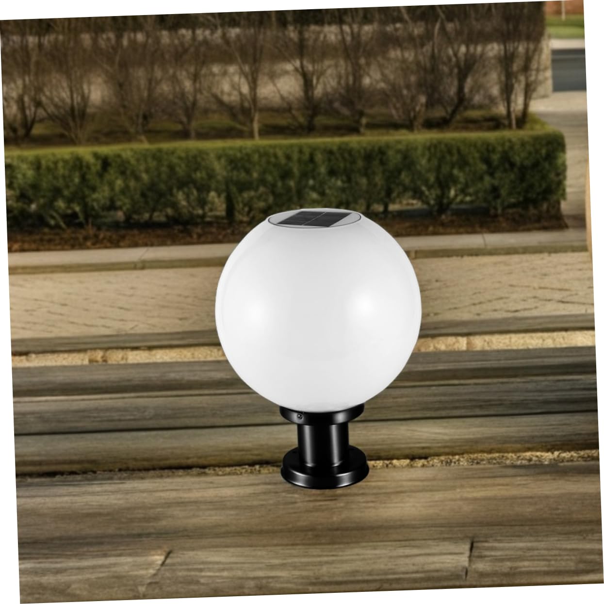 Homoyoyo Lampada Solare per Pilastro Base Nera, LED, 20cm, Giardino | Acciaio Inox, Vetro e Acrilico, Sensore Crepuscolare Integrato, Resistente alle Intemperie, Vialetto