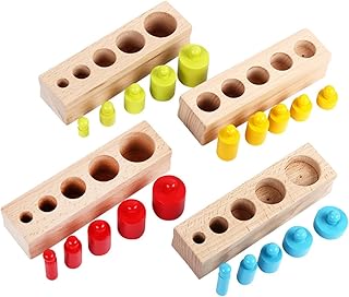 DANNI Montessori Kid Matching Toys Colorful Socket Cylinder Set Beech Wood Multicolor Blocks Early Educational Math Teaching Toys