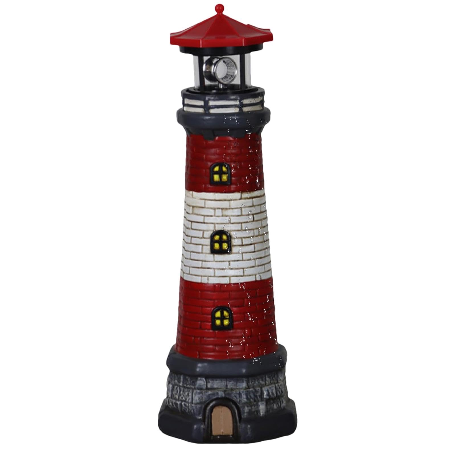 Faro decorativo da giardino – Faro solare per esterni, statua di faro in resina caricata | statuette impermeabili per patio, luci resistenti alle intemperie, scultura creativa per studio, parchi