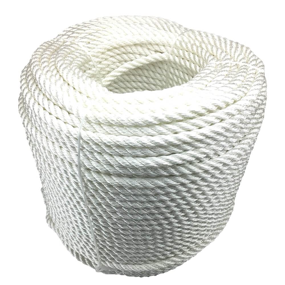 RopeServices UK - 14mm White 3 Strand Nylon Rope x 10 Metres, Anchor Boat Mooring Yacht, Moorings