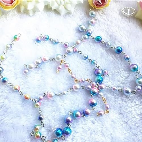 Miniatura 7 de 300 piezas de perlas de imitación de ABS de imitación, varios tamaños y colores, cuentas de arco iris suaves para hacer joyas, aretes, collares,