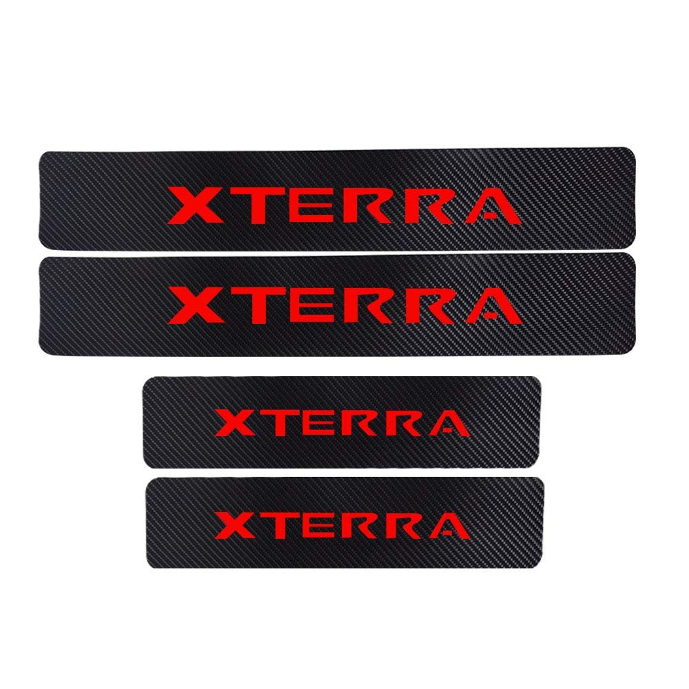 interslife 4pcs Car Door Threshold Protector Stickers for Xterra, Carbon Fiber Car Kick Plate Sill Strip Accessory, Scratch-Resistant