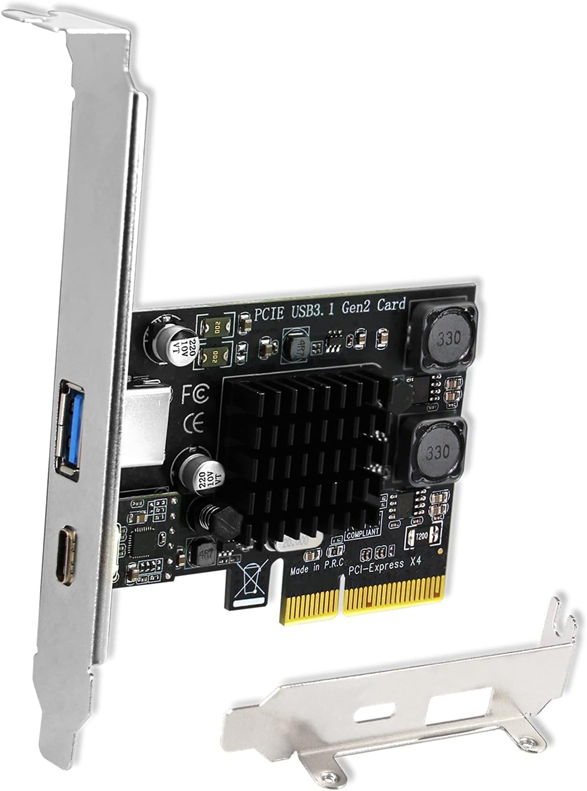 1X USB-A & 1X USB-C 10Gbps Ports PCIE USB 3.1 Gen 2 Card for Windows Server,7.8,8.1,10(32/64),MAC OS 10.9.x,10.10.x,10.12.x,10.13.x,10.14.x,10.15.x-Build in Self-Powered Technology(FS-AC-Pro)