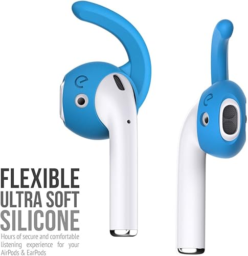Miniatura 4 de EarBuddyz 2.0 - Ganchos para los oídos y fundas compatibles con Apple AirPods 1 y 2 o EarPods auriculares, auriculares, auriculares (3 pares) (azul