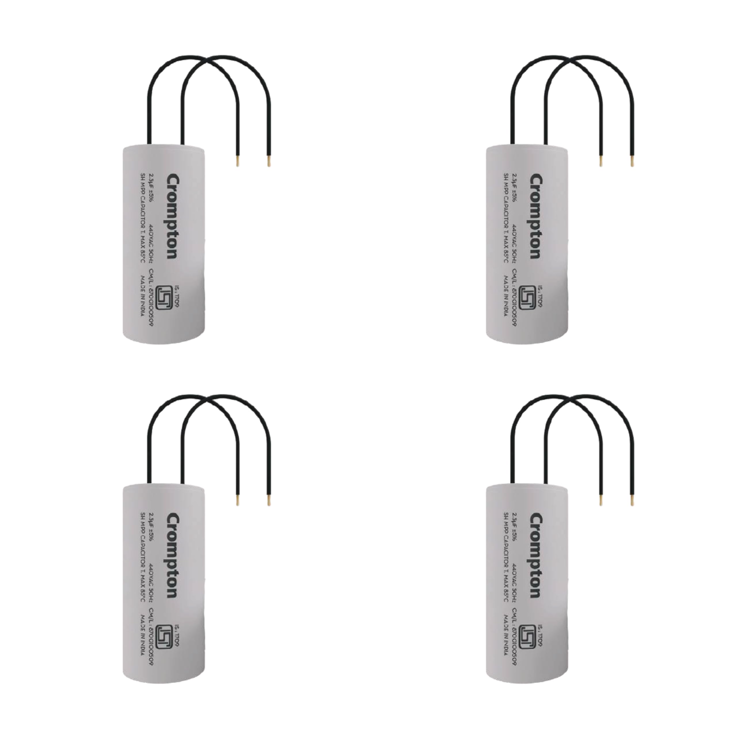 Original Crompton 2.5 MFD Capacitor for Ceiling Fans & Table Fans | SRM Self Recovering Mechanism | Reliable Fan Capacitor for Smooth Performance | Pack of 4-image-26