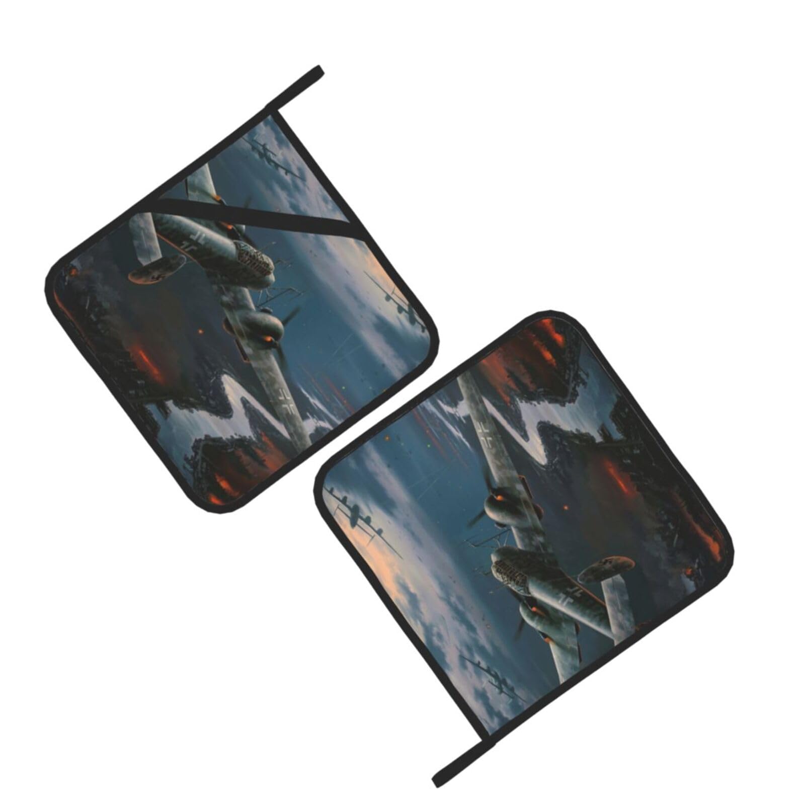 World War Aircraft Printed Oven Pot Holders Set of 2 Pcs Heat Resistant Kitchen Microwave Potholders for Cooking Baking Grilling