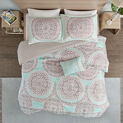 Comfort Spaces CS10-0224 Cozy Comforter Set-Modern Casual Boho Bedding Set, Matching Sham, Decorative Pillow, Full/Queen(90"X90"), Adele Medallion Aqua 3 Piece thumb #1