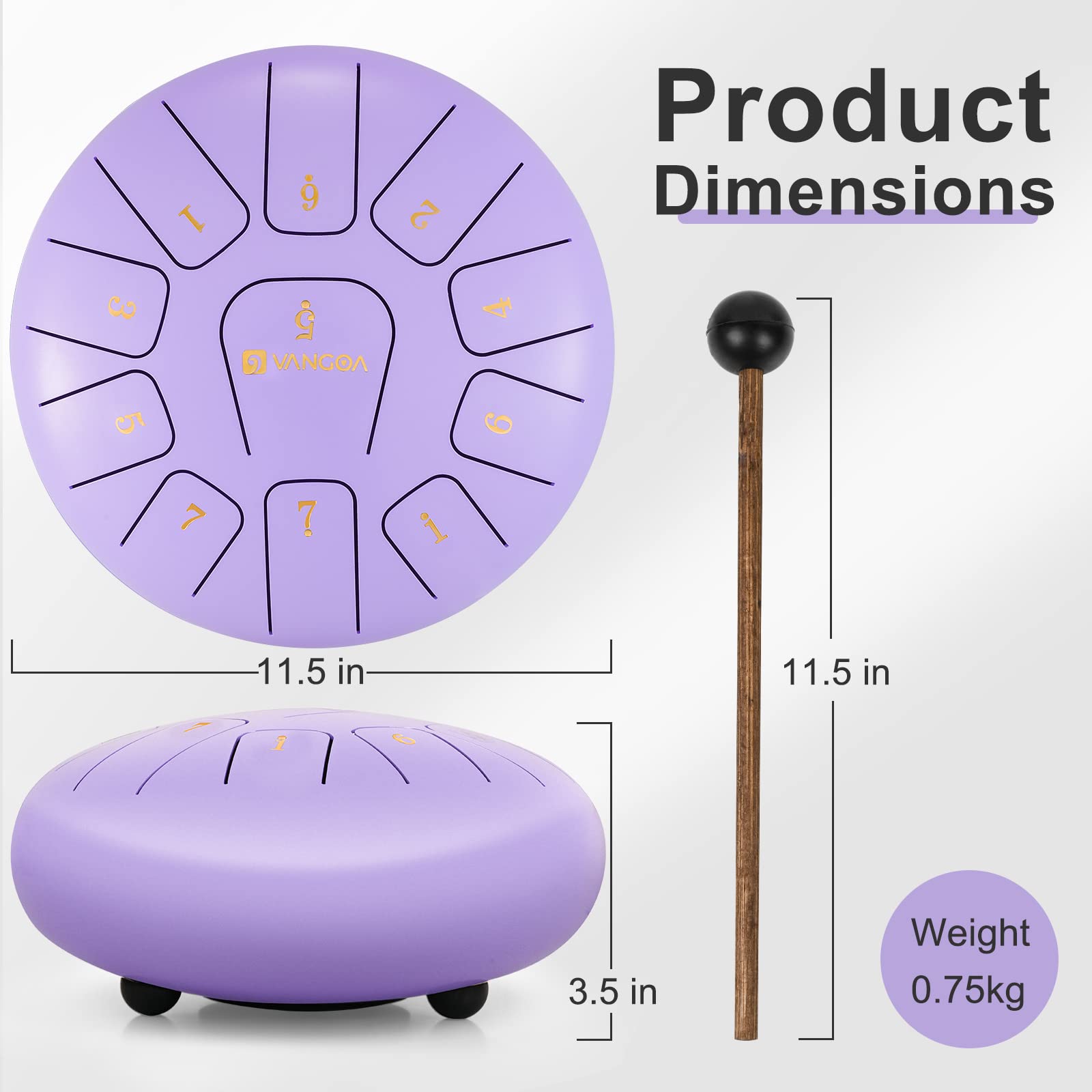 Tamburo Armonico In Acciaio Da 10 Pollici - 11 Note Con Mazzuolo, Borsa E Guida - Perfetto Per Meditazione, Yoga E Sound Healing