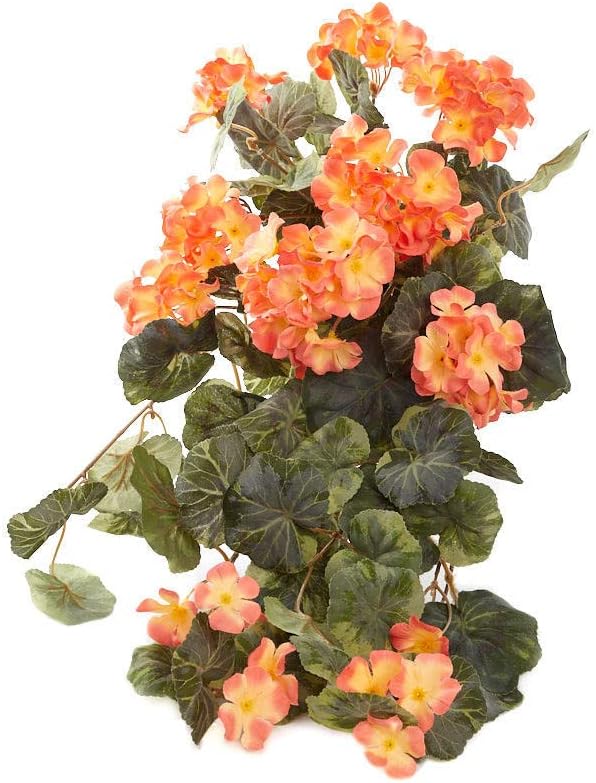 Factory Direct Craft Salmon Cascading Silk Flower Geranium Vine Bush | Size: 20" L…
