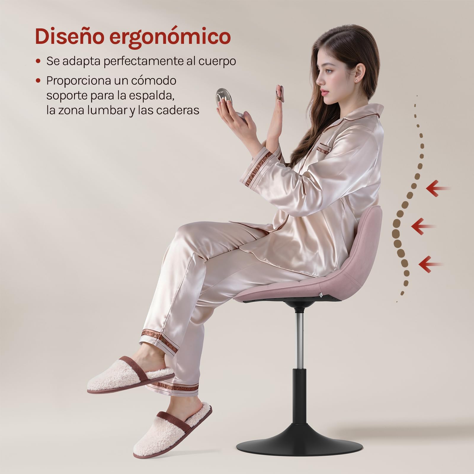 WOLTU Taburete Tocador con Respaldo, Altura Ajustable, Silla Maquillaje, con Reposapiés y Base Metalicas, Chenilla, Blanco