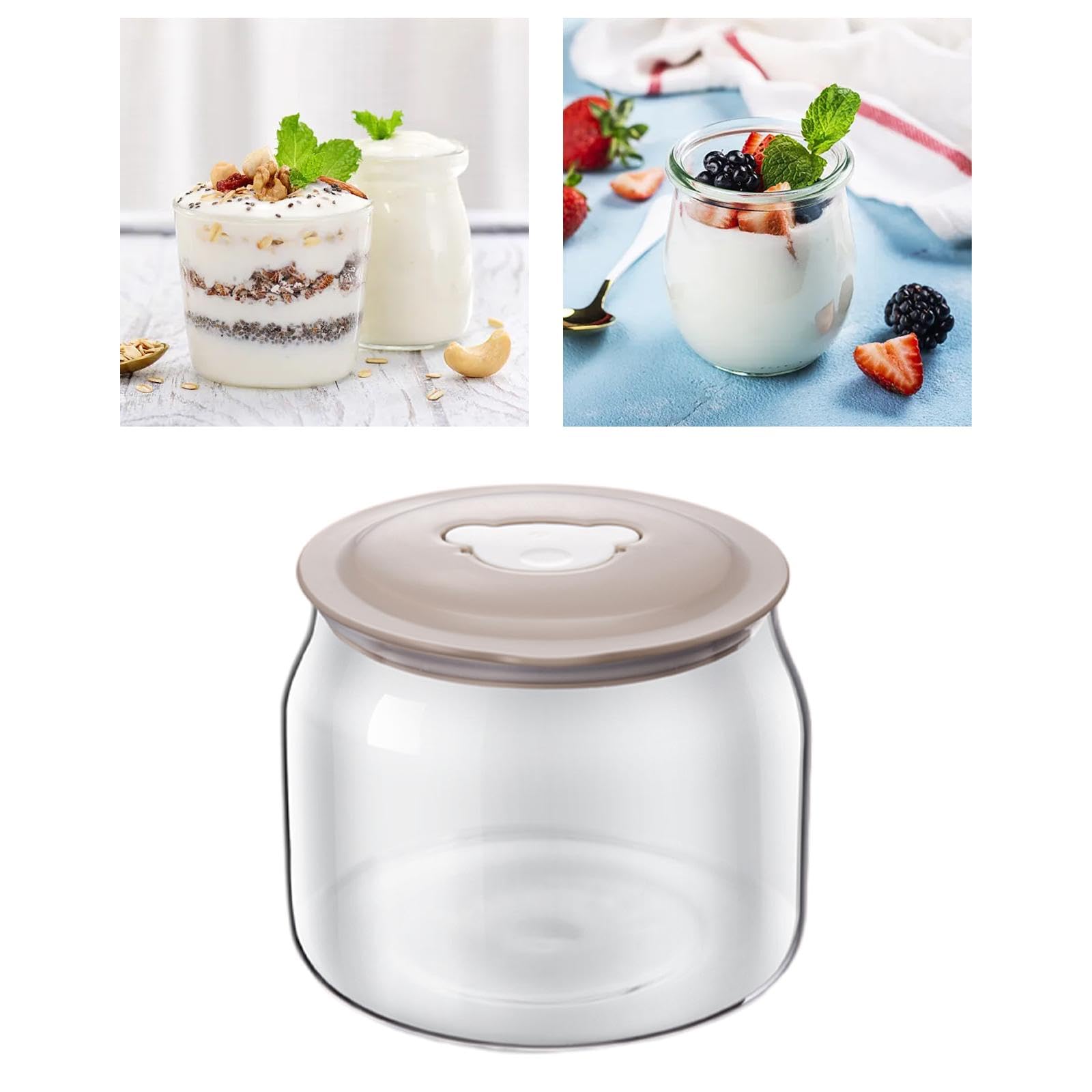 Klare Glasbehälter, Joghurtgläser Aus Glas, Ersatzgläser für Pudding Und Joghurt, Glasbehälter für Milch, Marmeladen Und Mousse, Flasche mit Deckel