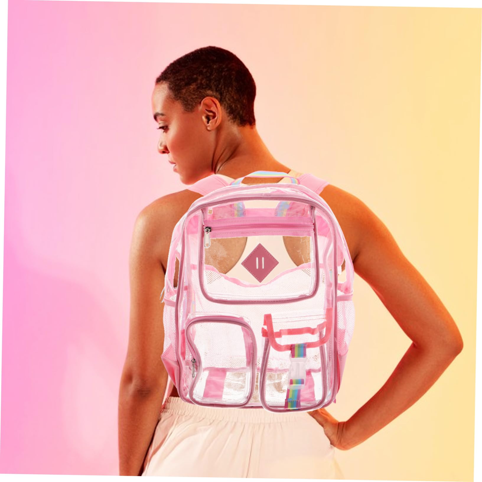 Zaino Trasparente in Pvc Per Scuola Viaggi e Eventi Borsa Scolastica Spaziosa e Adatta Ragazzi e Ragazze Design Moderno e Capienza Ampia Per Libri e Accessori