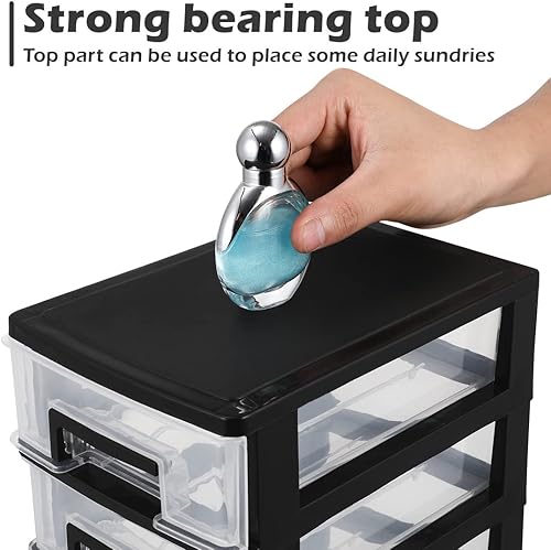 Miniatura 5 de Organizador de cajones de plástico de 5 cajones, gabinete de almacenamiento transparente de cinco capas, caja de almacenamiento impermeable, soporte