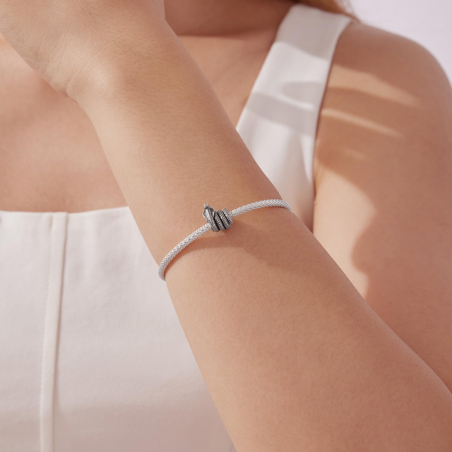 Fascino Serpente, Accessorio in Argento Sterling 925, Compatibile con Braccialetto 3mm-4,5mm