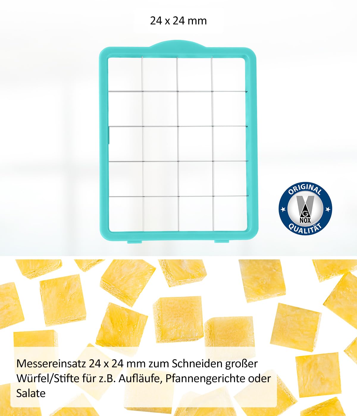 Genius Nicer Dicer Chef Professional Gemüseschneider Gemüsehobel manuell 18-tlg, 5.2L Behälter extra Glassschüssel Deckel, Spiralschneider Pommesschneider Küchenhelfer mit Rezept