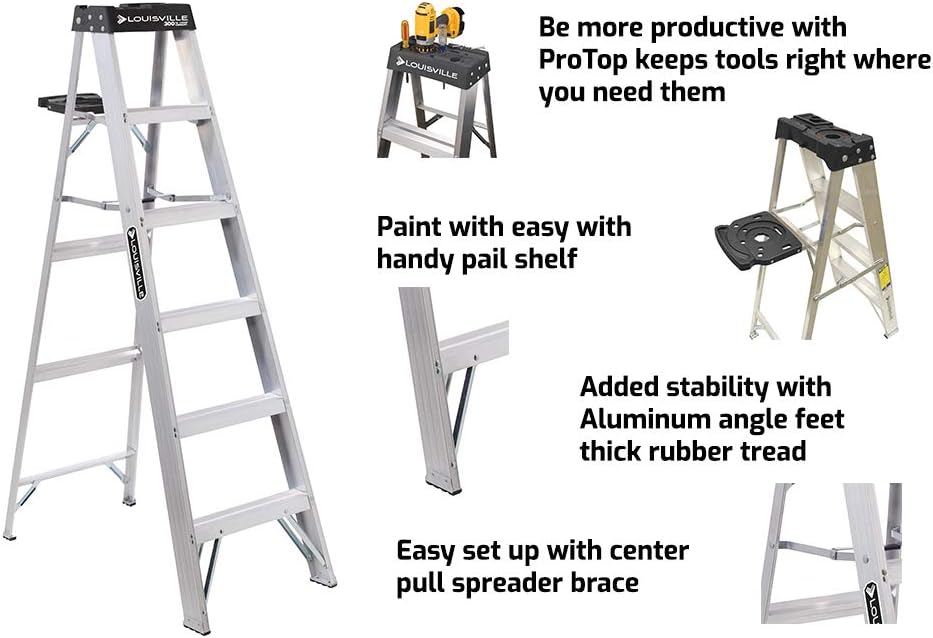 Louisville Ladder AS3008 Aluminum 8-Foot Ladder 300-Pound Duty Rating, Silver  Ettore 2004 REA-C-H Window Cleaning and Dusting Kit