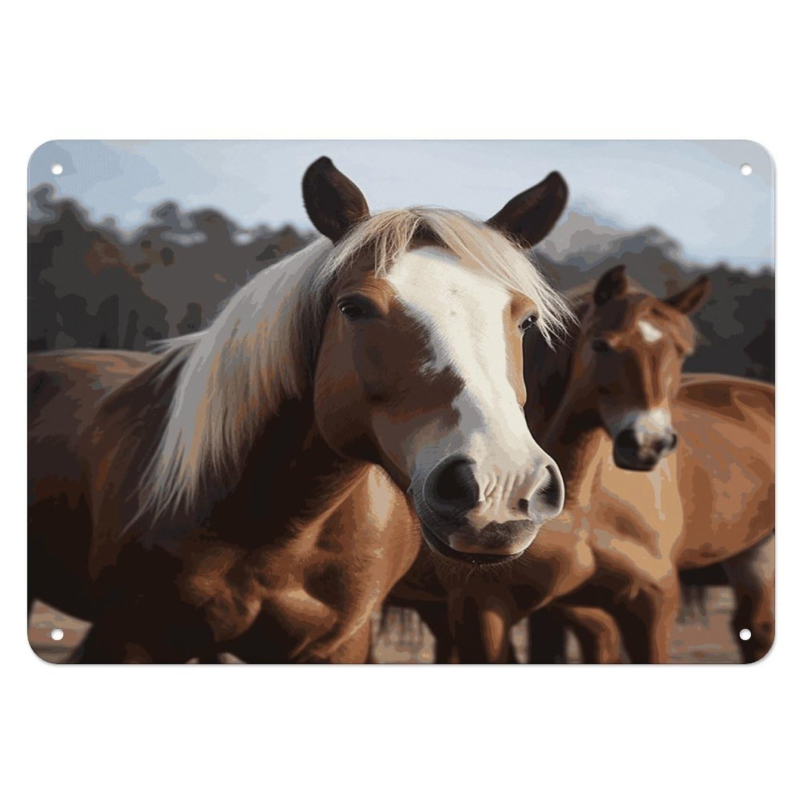 Btcowzrv Style Horses Animals Metal Sign, 5.5" X 7.9" Tin Wall Decor, Wall Art Plaques For Home Wedding Decor Room Living Room Decoration