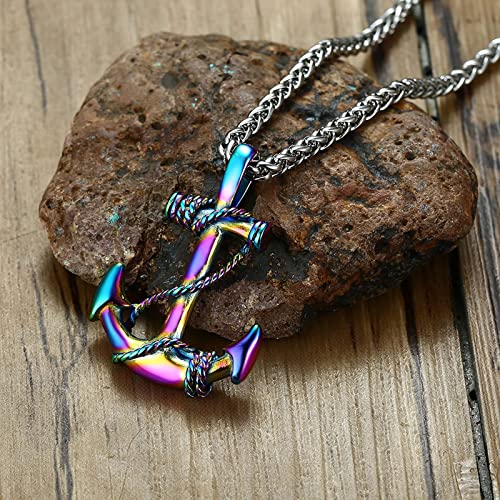 Colares âncora de navio, para homens hip hop aço inoxidável pirata vela náutica, joias para namorado