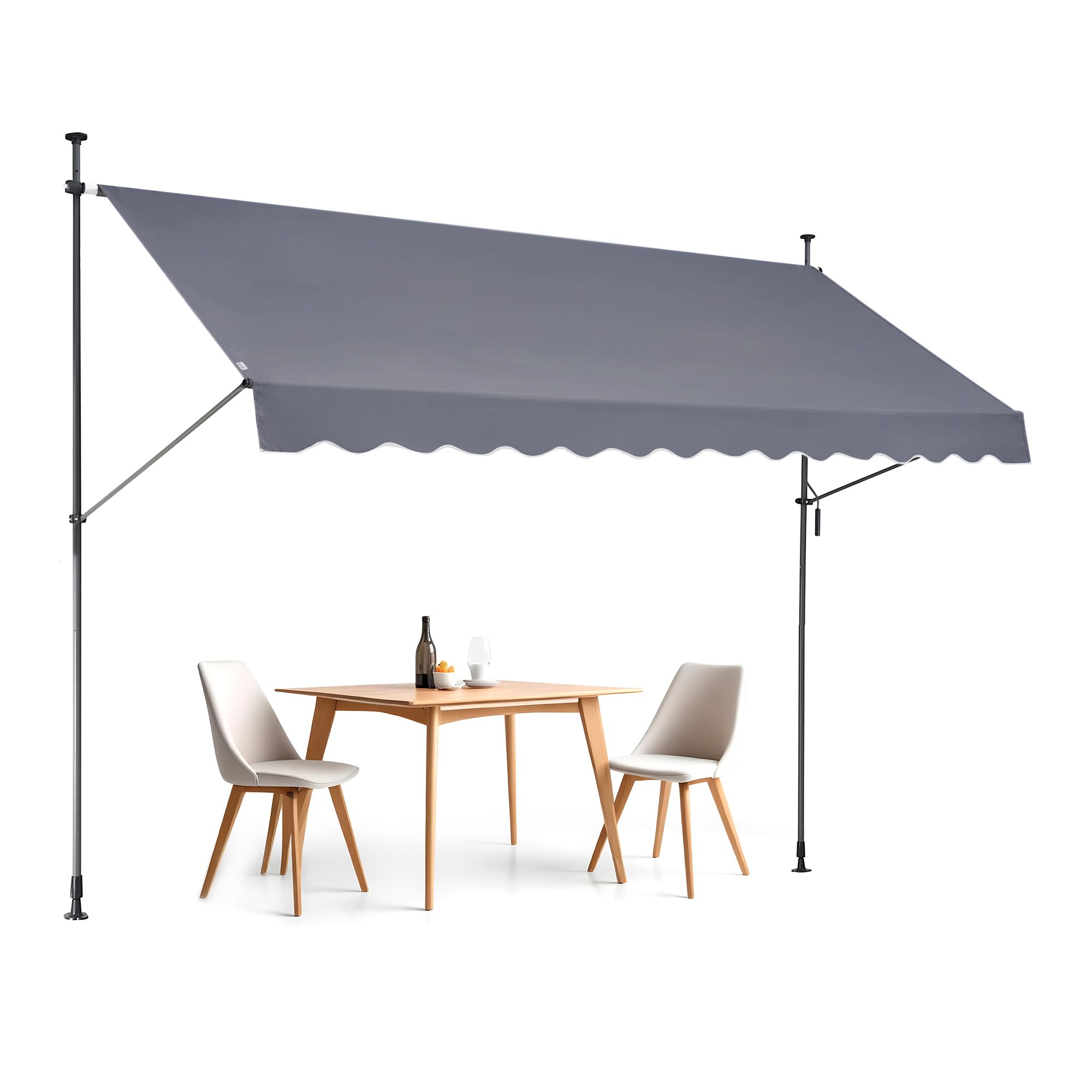 VEVOR 138" x 47" Patio Awning Retractable, Outdoor Retractable Patio Awning Sunshade Shelter, Adjustable Patio Door Window Canopy with Manual Crank Handle for Backyard, Garden, Balcony, Dark Gray