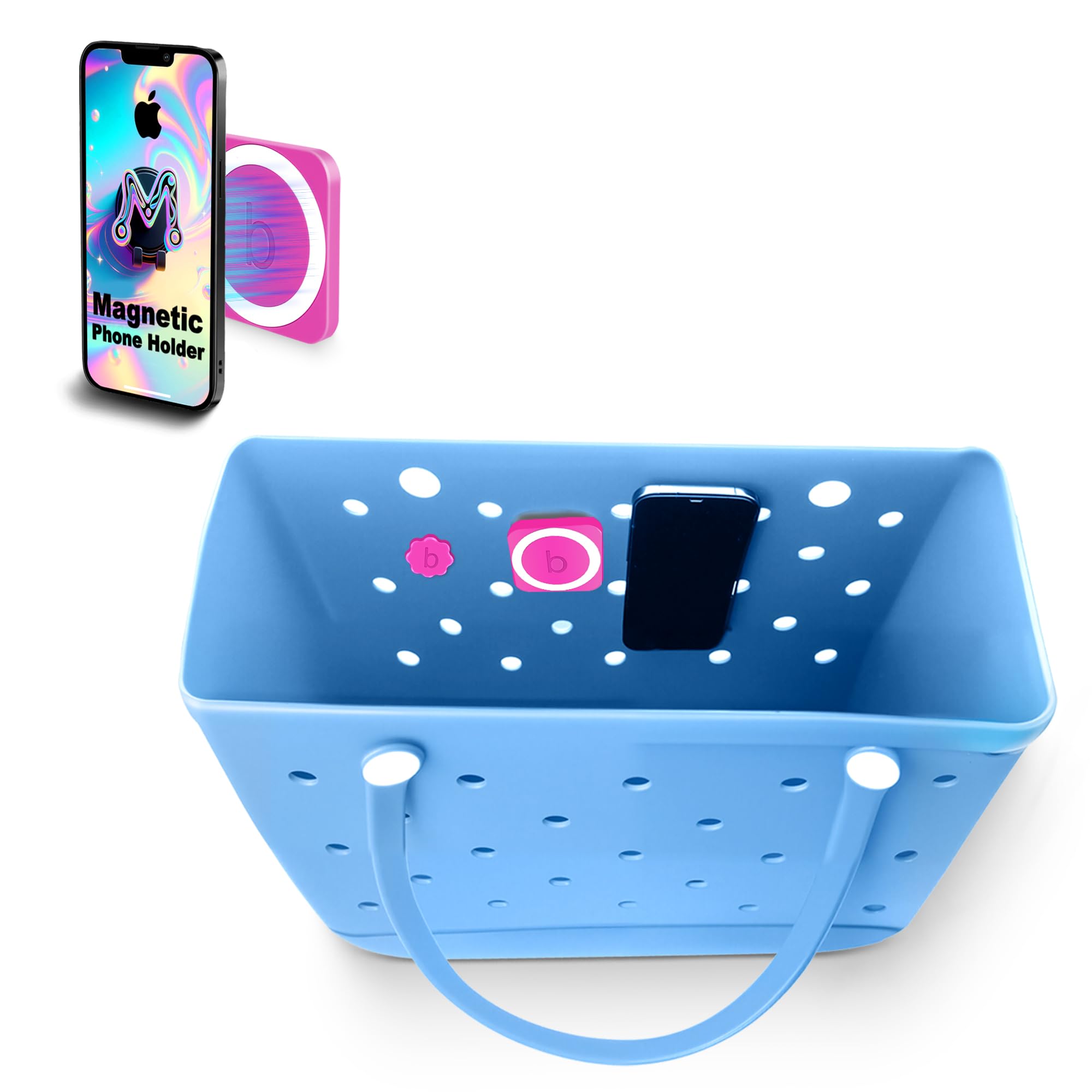 Magnetic Phone Holder for Bogg Bag Accessories Insert, Secure Attachment for Simply Southern & Beach Tote Bags, Compatible with iPhone & Android(Hot