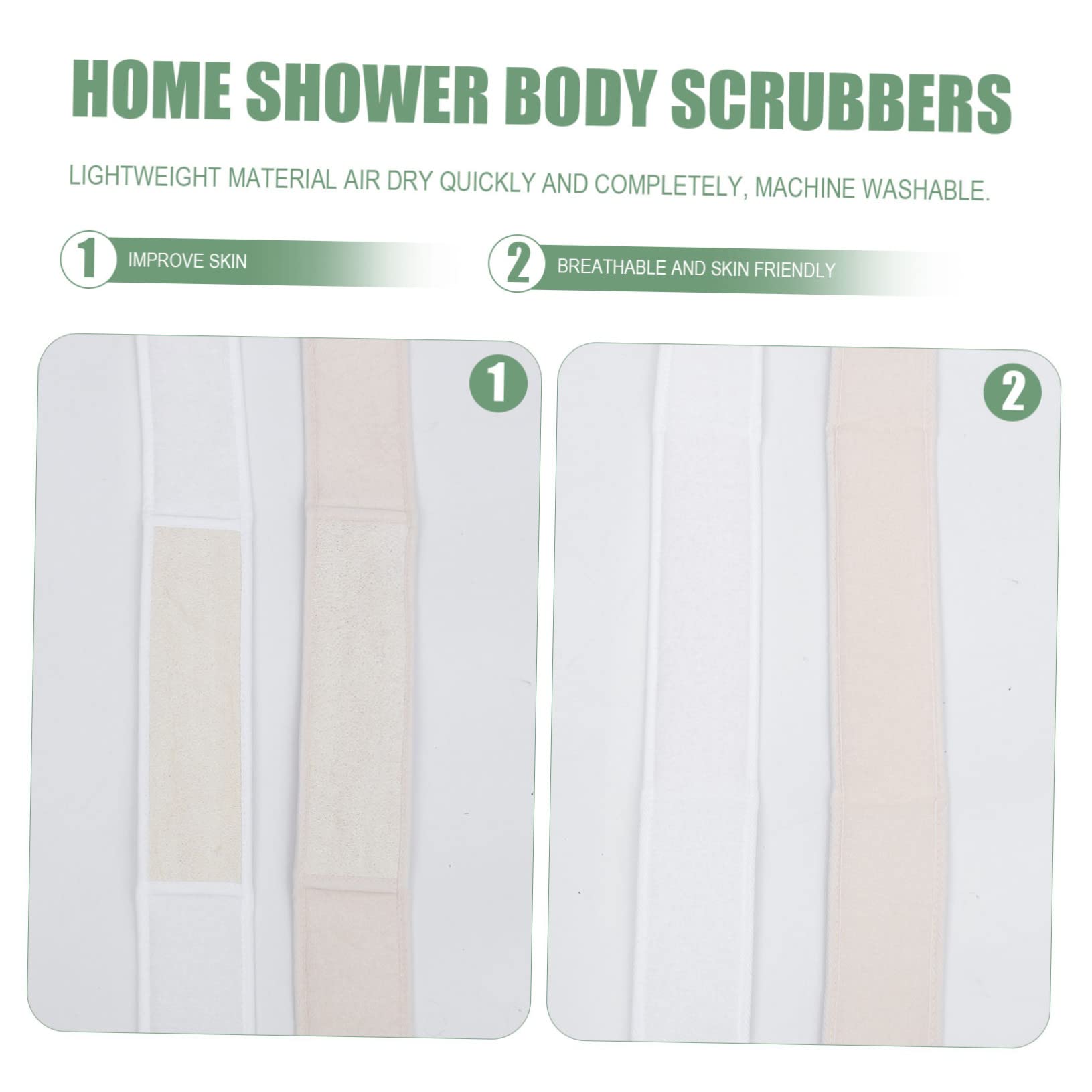 VALICLUD 2Pcs Double Sided Exfoliating Bath Towels for Back Scrubbing Long Loofah Wash Towels Durable and Fast Drying Body Exfoliators for Men and Women