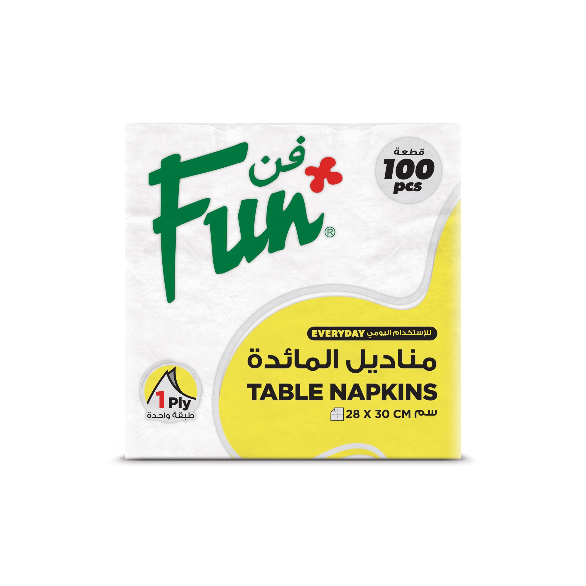 Fun® Everyday 1-Ply Paper Napkin Tissue Paper 30x30cm, White, Pack of 100