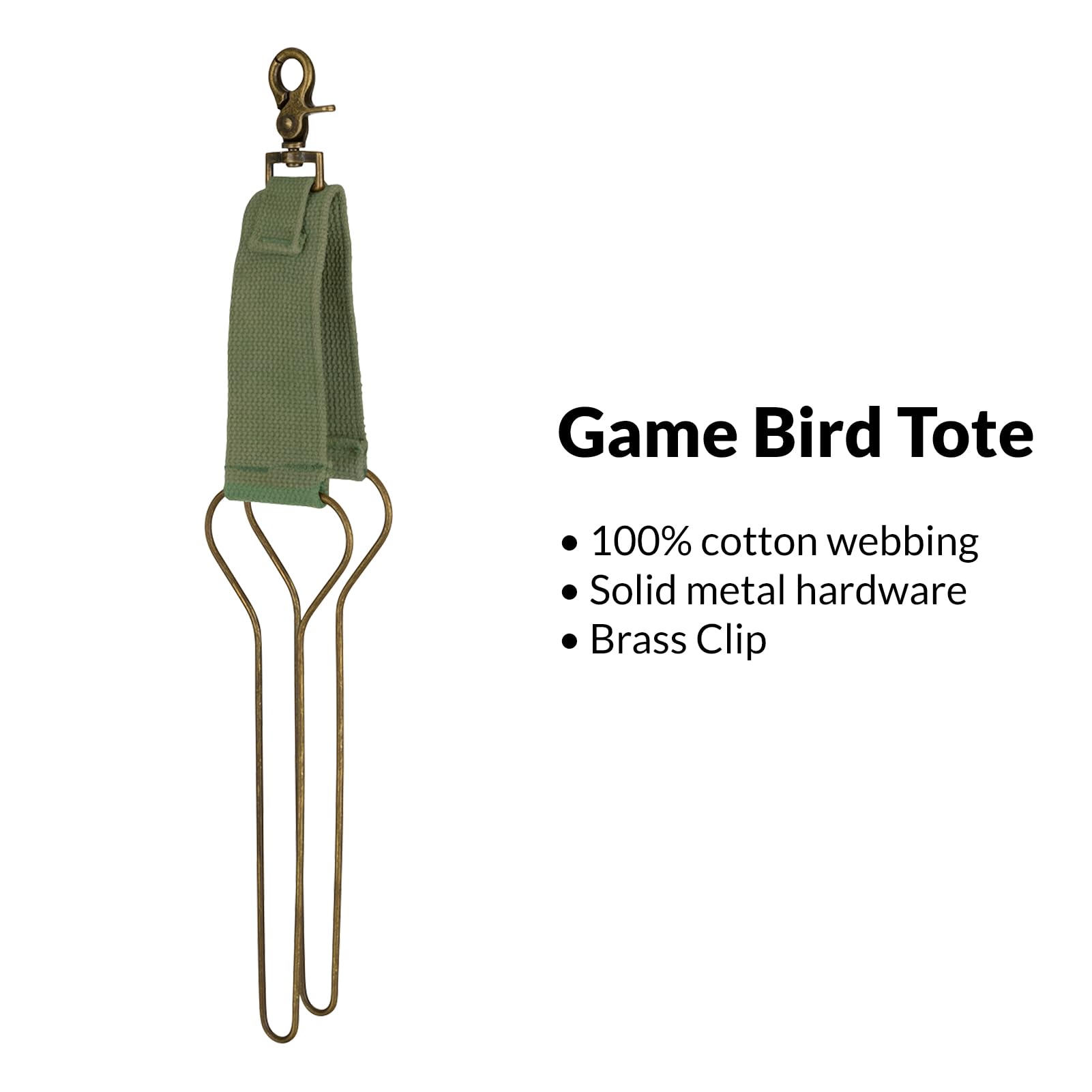 Drake Waterfowl McAlister Game Bird Tote MC7120 | Upland Duck Dove Bird Hunting Hands-Free Carrier Hanger Hauler | Durable Cotton Webbing, Solid Metal Hardware, Brass Clip, Tan, Double