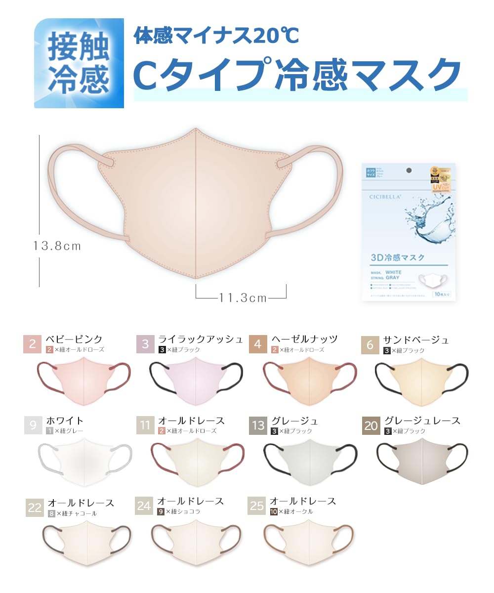 [CICIBELLA] マスク 不織布 立体 バイカラー 3dマスク ふしょくふ…