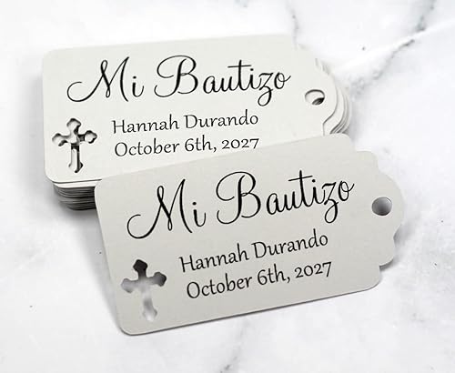 Miniatura 3 de Etiquetas Mi Bautizo  Etiquetas personalizadas para bautismo  20 unidades (gris claro)