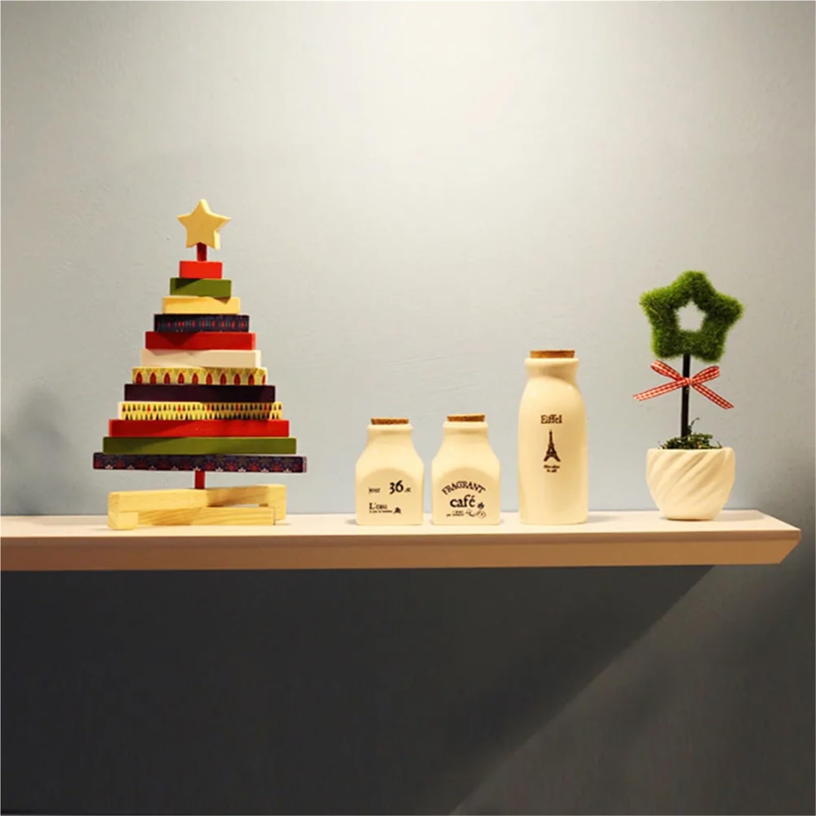 Árbol de Navidad Giratorio de Madera, Adorno de Escritorio Talla S