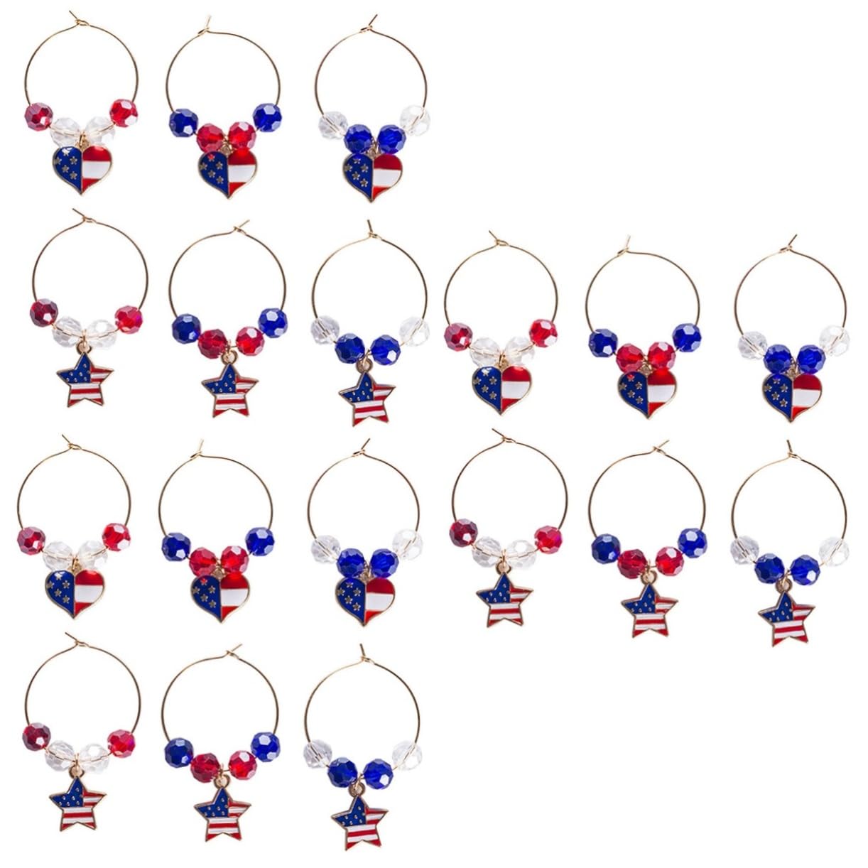 ULTECHNOVO 18piezas Anillos Identificadores Para Copas De Diseño De Bandera Americana Etiquetas Reutilizables y Reuniones Para Restaurantes y Bares