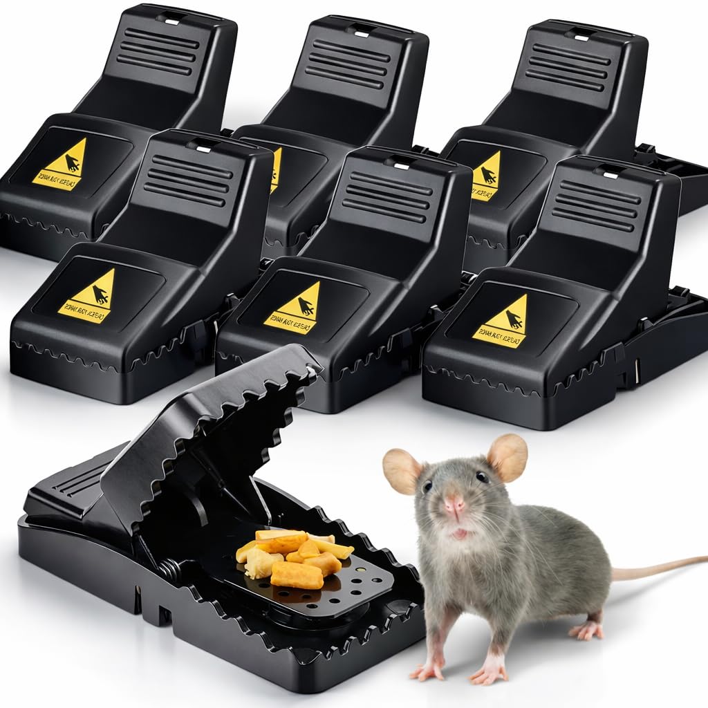 6X Rattenfalle & Mausefalle Schlagfalle - Extra leichte Bedienung & Einfacher Köder & wiederverwendbar & giftfrei - für Maus & Ratten