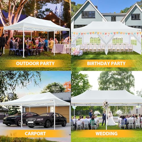 Image of Hoteel 10x20 Heavy Duty Pop Up Canopy Tent with 6 Sidewalls, Silver