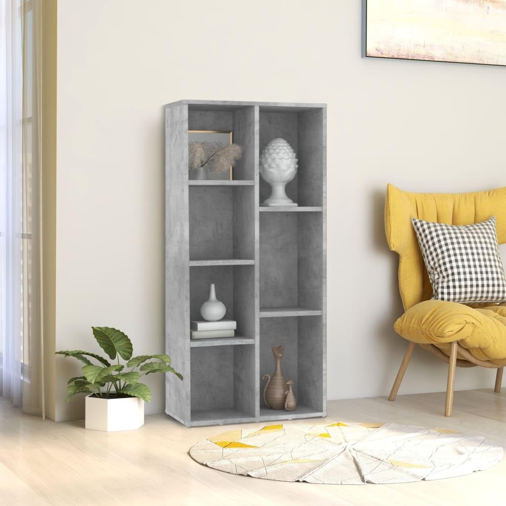 vidaXL Estantería Estante de Libros Librería Mueble Archivador de Oficina de Almacenamiento para Salón Dormitorio de Contrachapada Gris Hormigón
