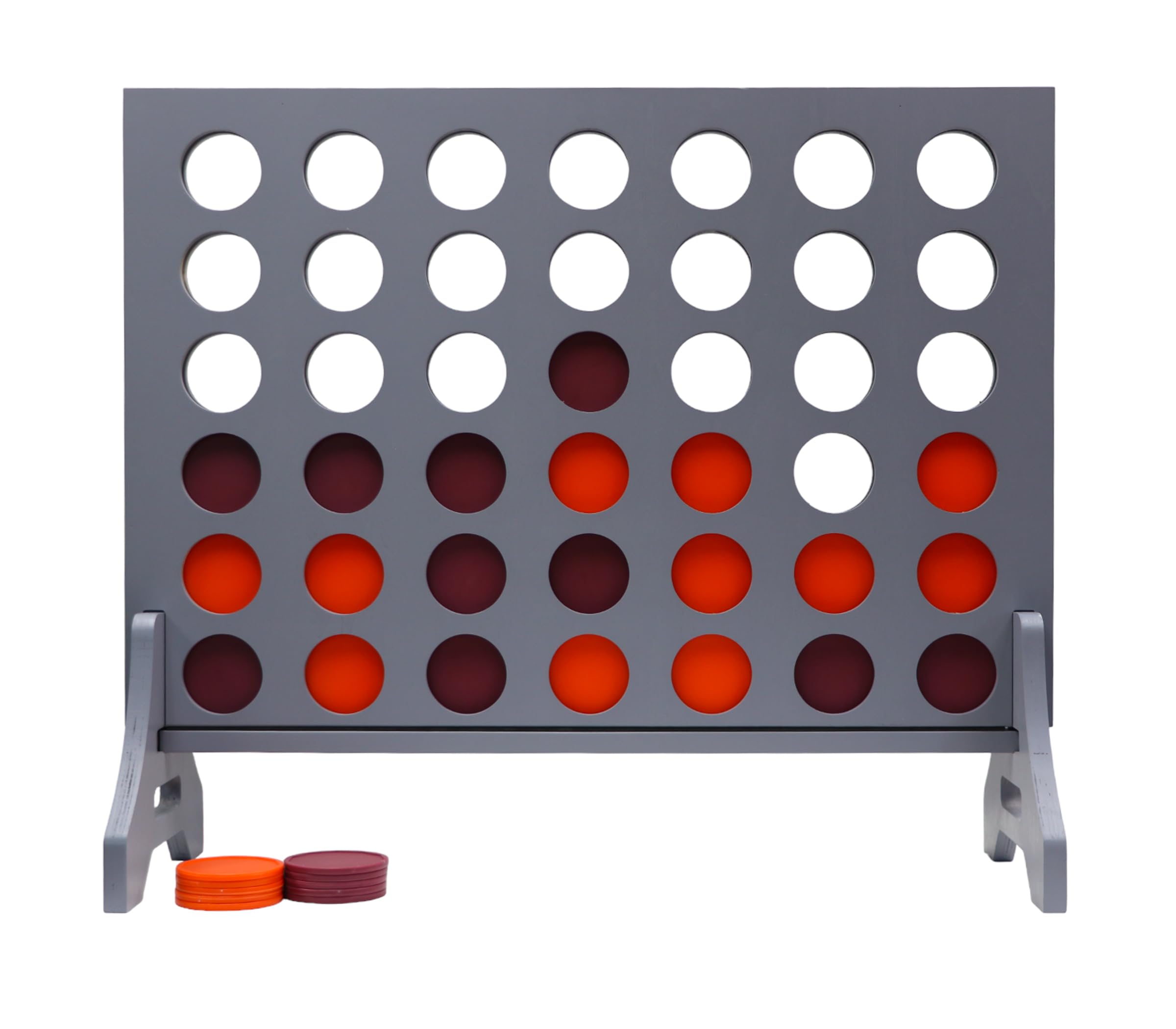 Giant 4 in a Row Game for Family &amp; Adults – Tailgating Pros Jumbo Grey Wooden Four in a Row Indoor &amp; Outdoor Yard Game for Family Party Fun, Portable Activities for Patio, Backyard, and Camping