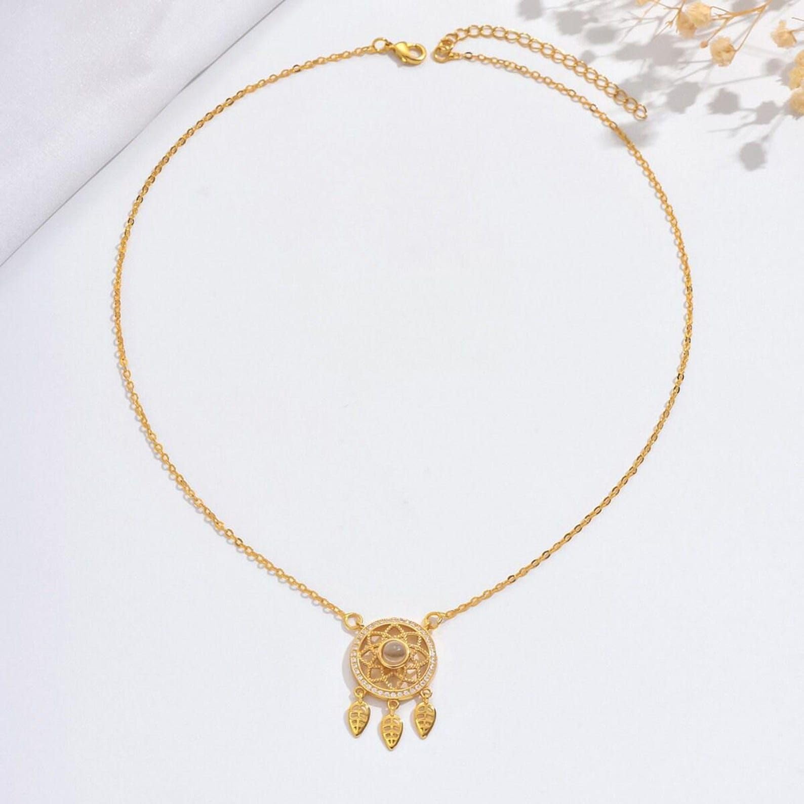 Collana acchiappasogni con foto proiettata personalizzata, ciondolo commemorativo