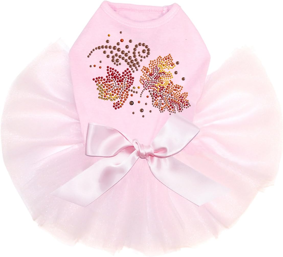 Fall Leaves # 1 - Bling Rhinestone Dog Tutu Dress, L Red