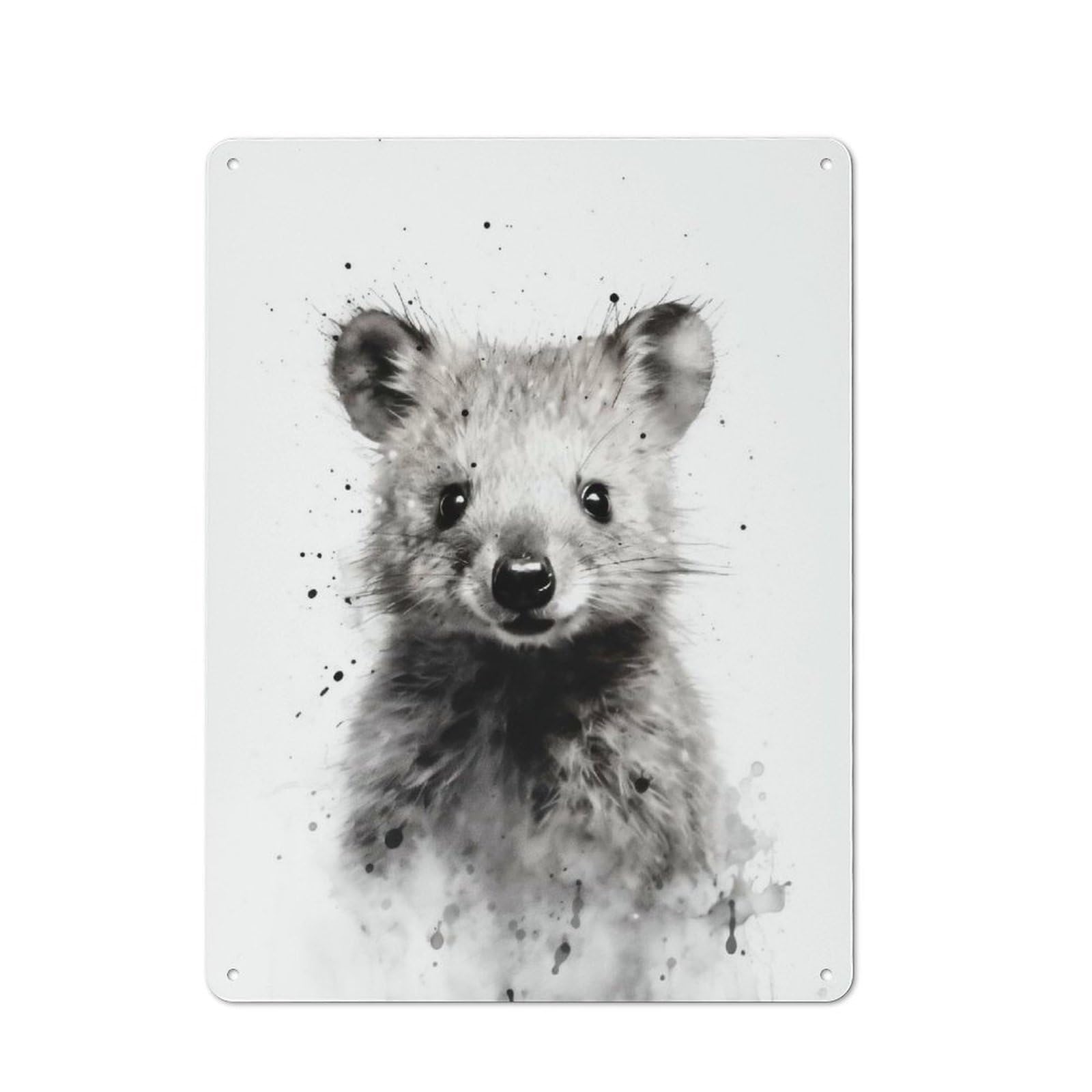 Junmoney Quokka Ink Art Rustic Tin Wall Sign 40X30cm Featuring Bistro Wall Plaque For Restaurant, Kitchen, Counter Or Breakfast Nook
