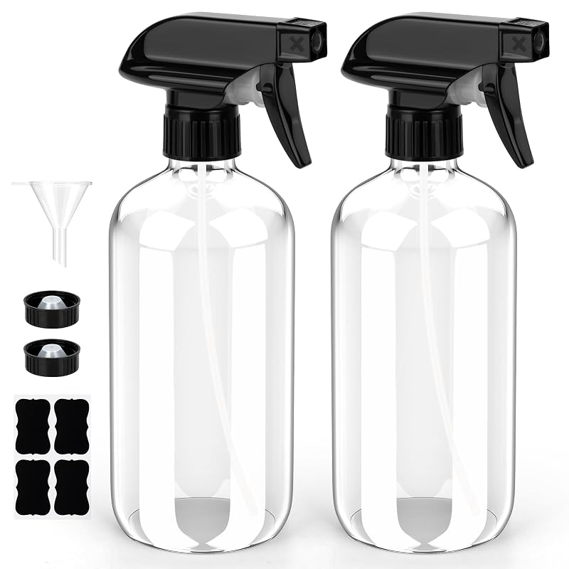 Bontip Frasco de Vidro com Spray Transparente 240 mL, Pacote com 2