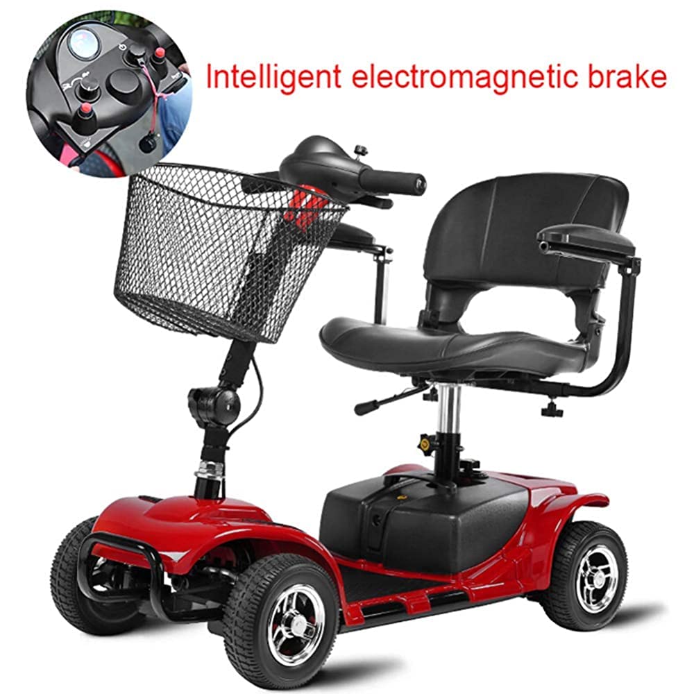Silla de ruedas liviana, ruedas livianas, scooter eléctrico para adultos, scooter de movilidad eléctrica, scooter de viaje para personas mayores, plegable, pasamanos que se puede abrir, asiento de 4