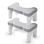 Kzeirm 2 Pack Toilet Foot Stool for Adults, 9 Inch Height Poop Stool for Bathroom, Squatting Potty Step Stool for Kids and Elderly, Banco para Bao Toilet, Gray, 2 Pack