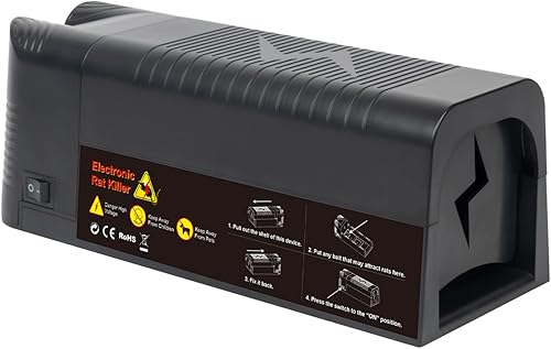 Trampa eléctrica para ratones  Zapper interior eficaz para el hogar, garaje, ático y apartamento  Trampas reutilizables para ratones (negro)