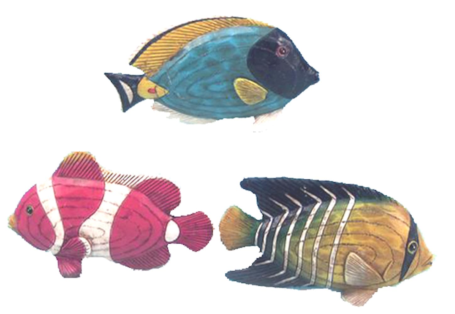 The Bridge Collection Resin Fish Figurine, Set of 3 Assorted - Handcarved Appearance with Vintage Finish - Indoor Outdoor Tropical Decor for Home Decor - Aquarium, Terrarium, Fishing Decor