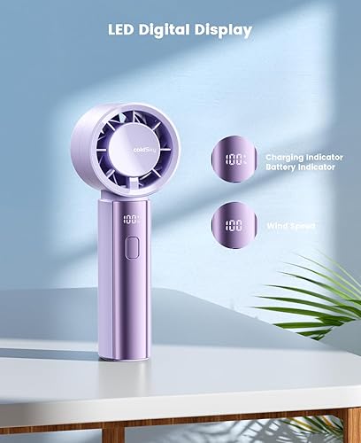 Miniatura 5 de coldSky Ventilador turbo portátil de mano, ventilador personal recargable de alta velocidad de 4000 mAh con 5 velocidades, pequeños ventiladores de
