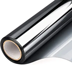 Window Privacy Film One Way Daytime Mirror Tint Treatments UV Heat Control Vinyl Stickers Sun Block Glass Paper Door Covering Reflective (Black Silver, 35.4 Inch x 26.2 Feet)