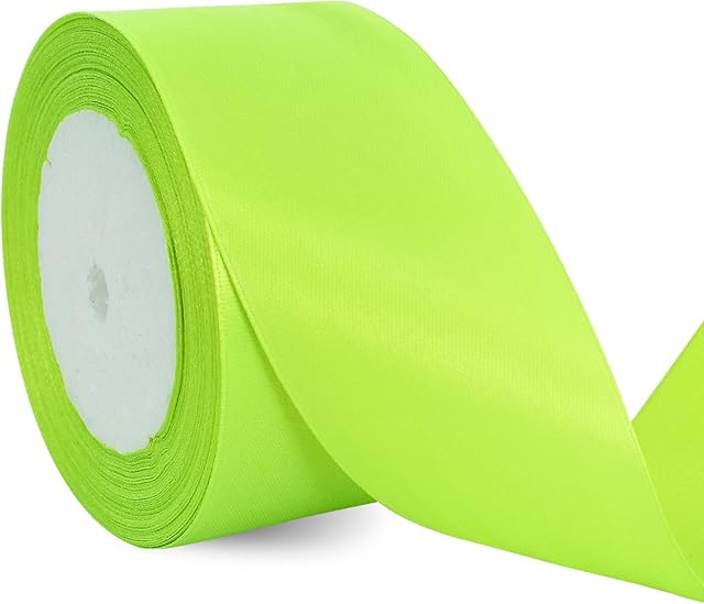 TONIFUL 5 cm x 25 m szerokości fluorescencyjna jabłko zielona satynowa wstążka solidna tkanina wstążki rolka do rękodzieła krzesło szarfa walentynki prezent pakowanie zaproszenia karty kwiatowe kokardki